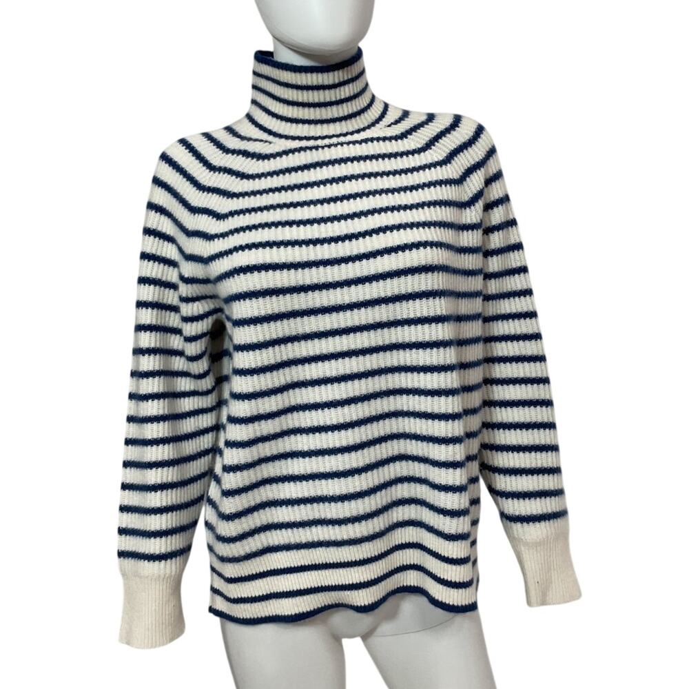 J.Crew Ribbed Snow Indigo Turtleneck Sweater Size XS - Picture 2 of 5